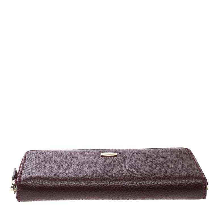 Pre Owned Cerruti 1881 Burgundy Leather Cerrutis Zip Around Wallet