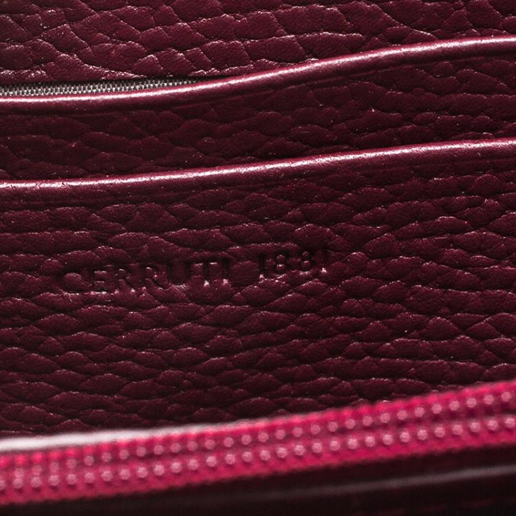 Pre Owned Cerruti 1881 Burgundy Leather Cerrutis Zip Around Wallet