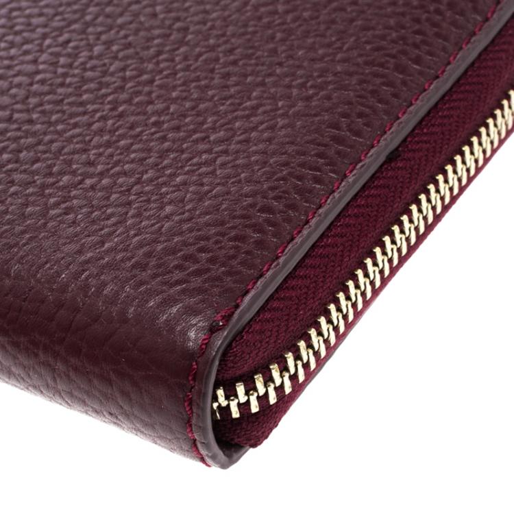 Pre Owned Cerruti 1881 Burgundy Leather Cerrutis Zip Around Wallet