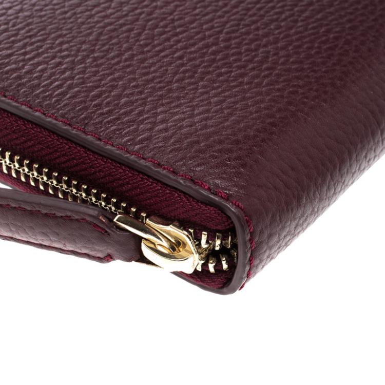 Pre Owned Cerruti 1881 Burgundy Leather Cerrutis Zip Around Wallet