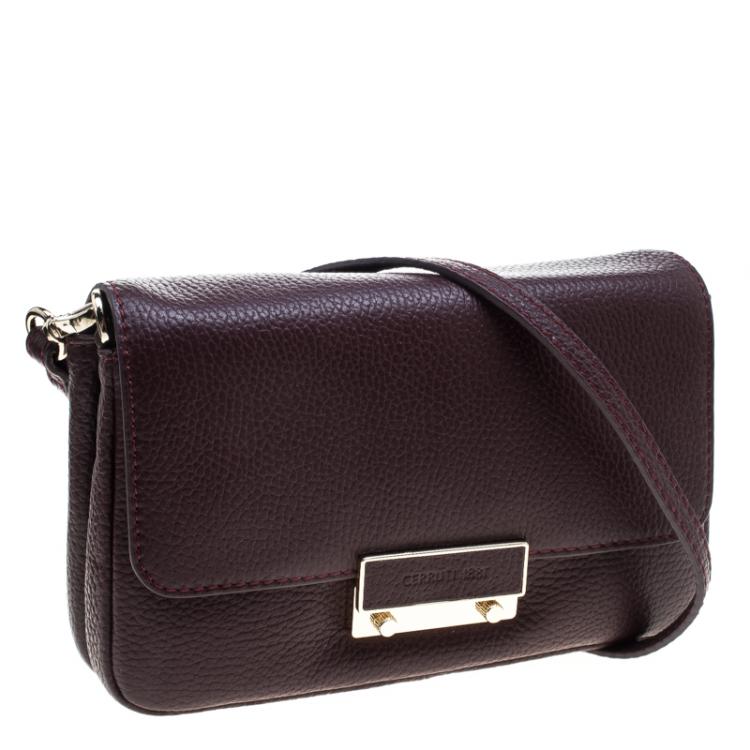 Pre Owned Cerruti 1881 Burgundy Leather Shoulder Bag