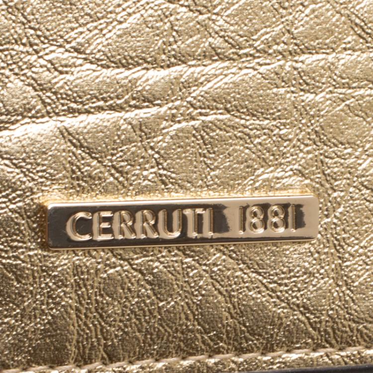 Pre Owned Cerruti 1881 Gold Leather Cerrutis Chain Clutch