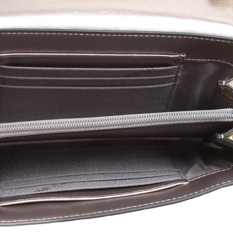 Pre Owned Cerruti 1881 Grey Leather Cerrutis Chain Clutch