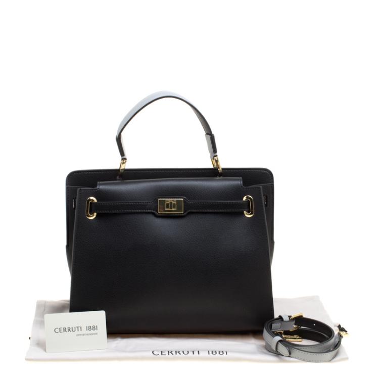 Pre Owned Cerruti 1881 Black Leather Nicole Top Handle Bag