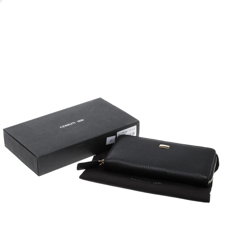 Pre Owned Cerruti 1881 Black Leather Cerrutis Zip Around Wallet