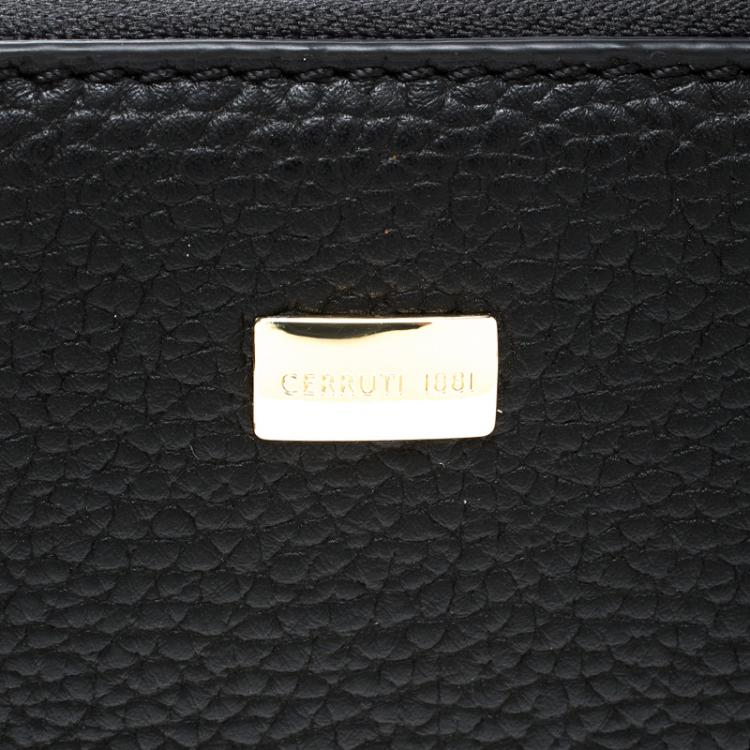 Pre Owned Cerruti 1881 Black Leather Cerrutis Zip Around Wallet