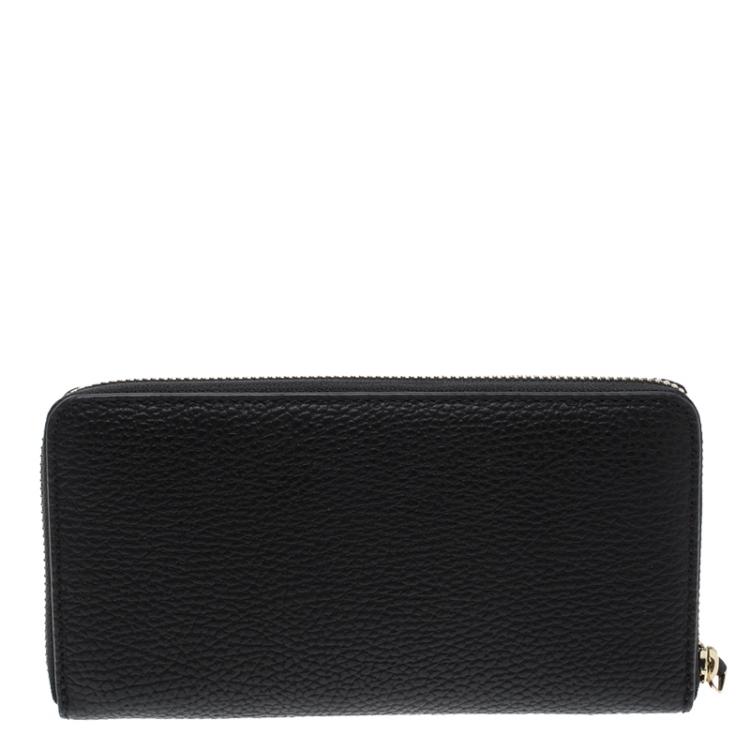 Pre Owned Cerruti 1881 Black Leather Cerrutis Zip Around Wallet