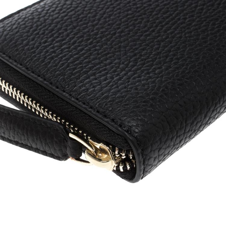 Pre Owned Cerruti 1881 Black Leather Cerrutis Zip Around Wallet