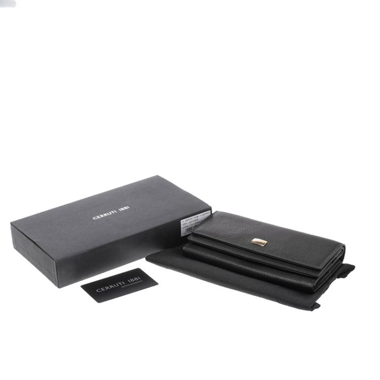 Pre Owned Cerruti 1881 Black Leather Cerrutis Flap Wallet