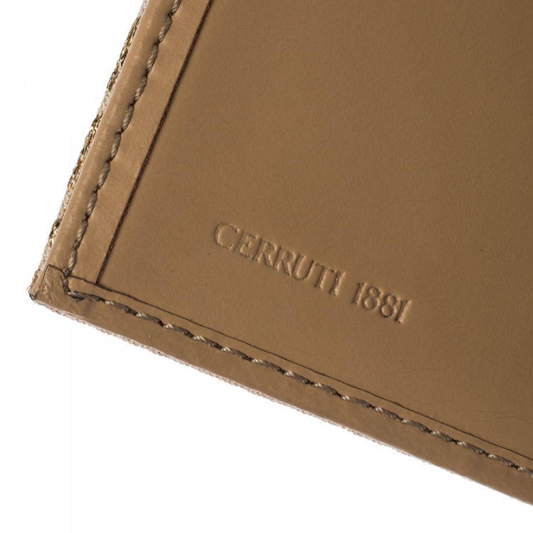 Pre Owned Cerruti Gold/Beige Signature Textured Fabric Fold Over Wallet