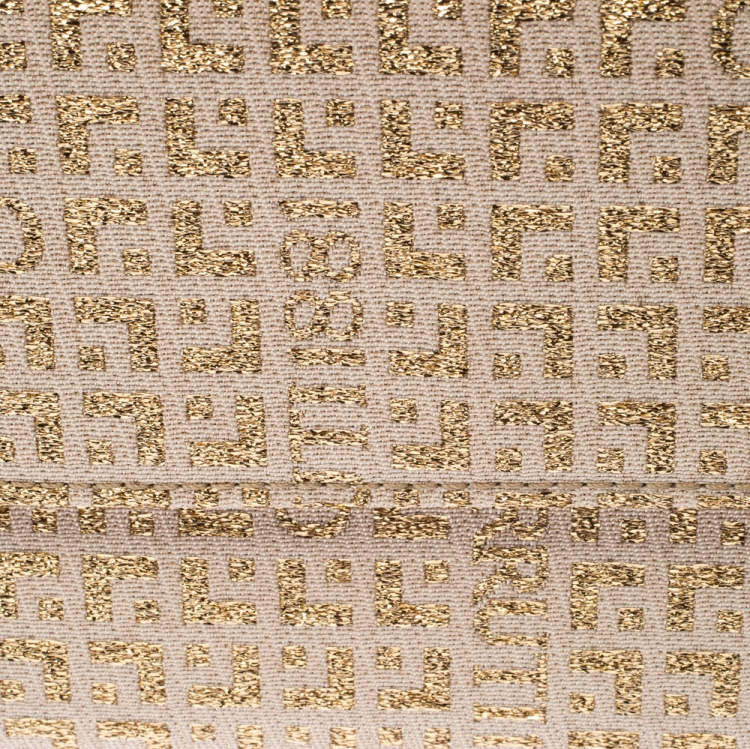 Pre Owned Cerruti Gold/Beige Signature Textured Fabric Fold Over Wallet