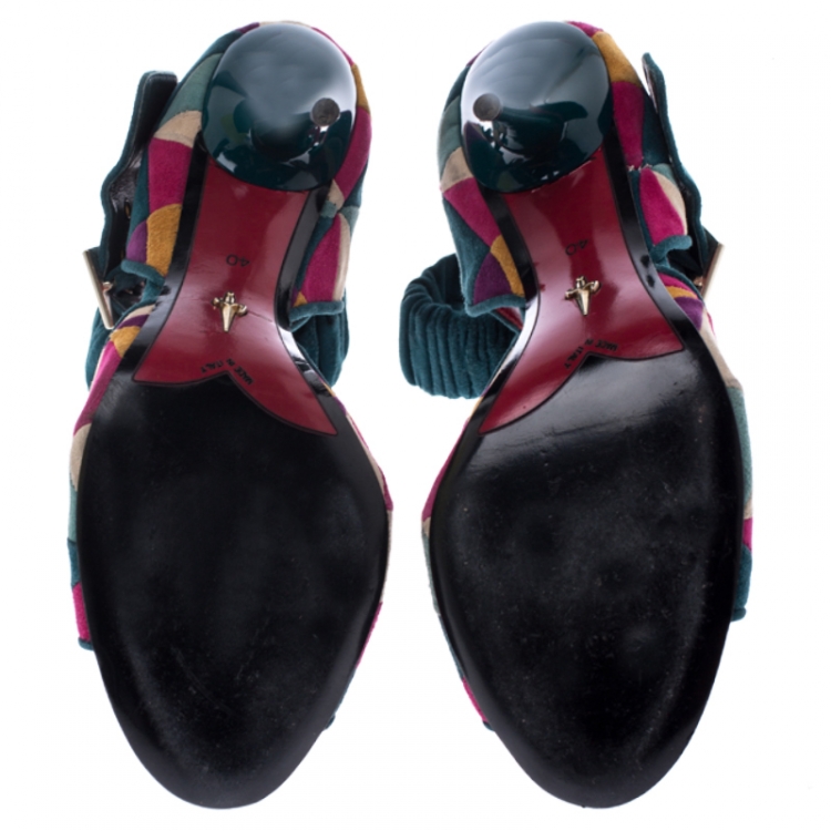 Pre Owned Cesare Paciotti Multicolor Suede Open Toe Double Ankle Strap Sandals Size 40 