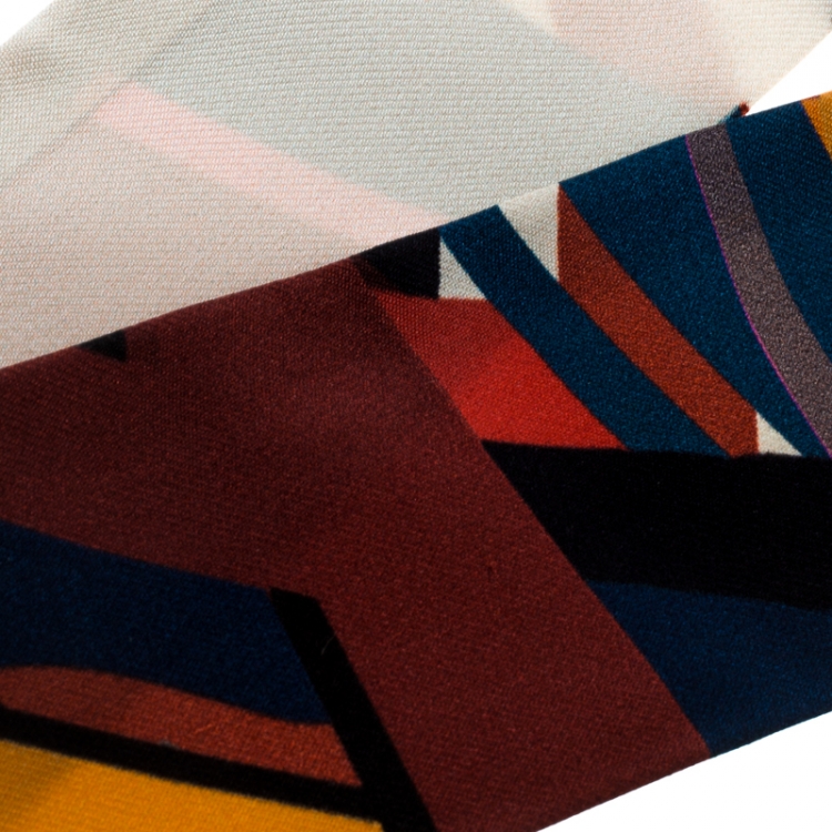Pre Owned CH Carolina Herrera Multicolor Printed Silk Bandeau Scarf