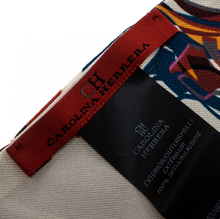 Pre Owned CH Carolina Herrera Multicolor Printed Silk Bandeau Scarf