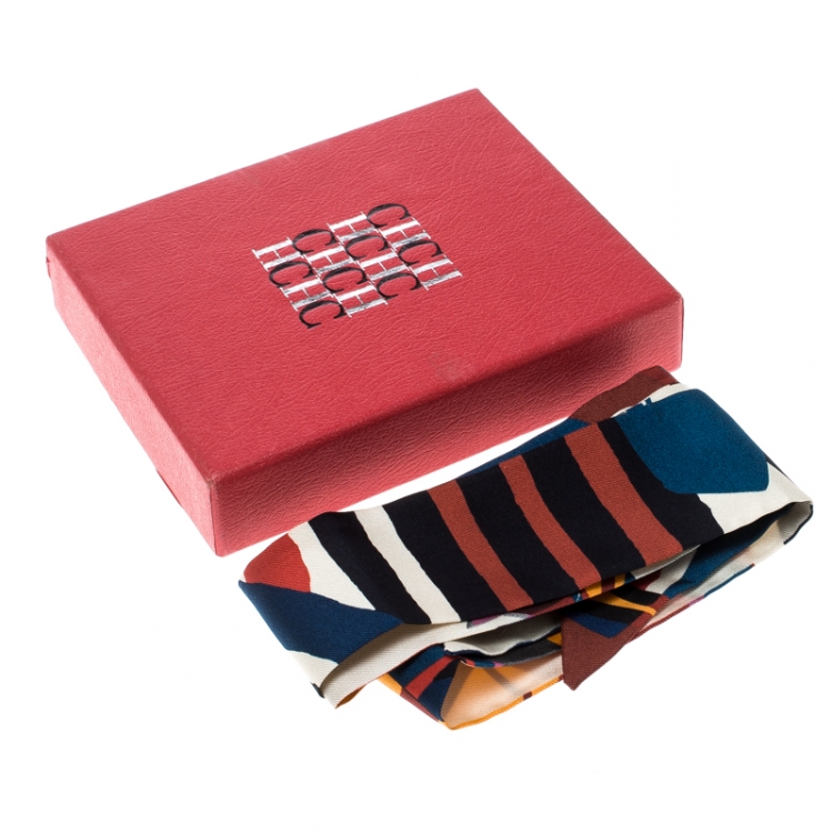 Pre Owned CH Carolina Herrera Multicolor Printed Silk Bandeau Scarf