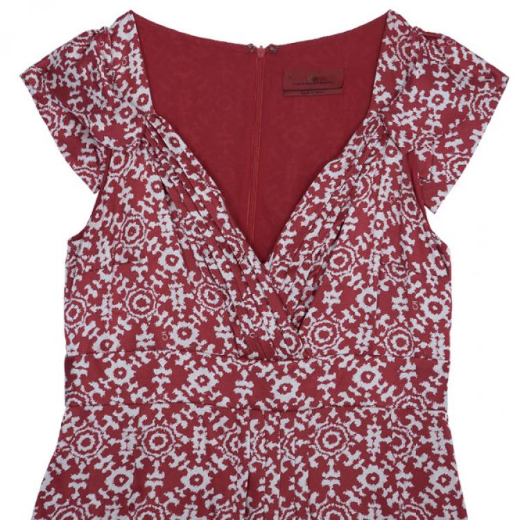 Pre Owned CH Carolina Herrera Red Printed Dress L