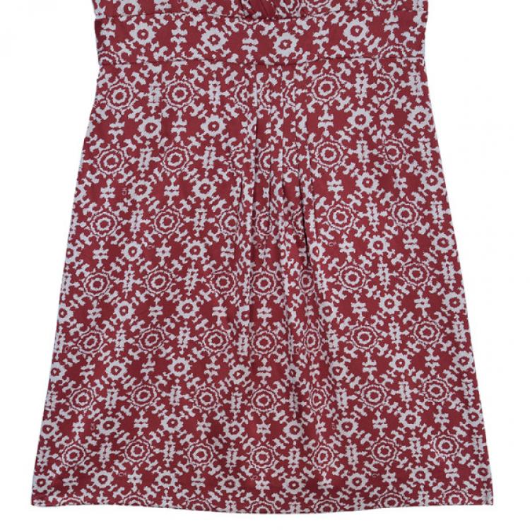 Pre Owned CH Carolina Herrera Red Printed Dress L