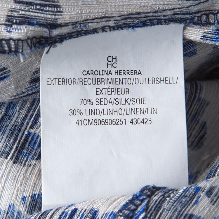 Pre Owned CH Carolina Herrera Floral Print Silk and Linen Blend Shift Dress S