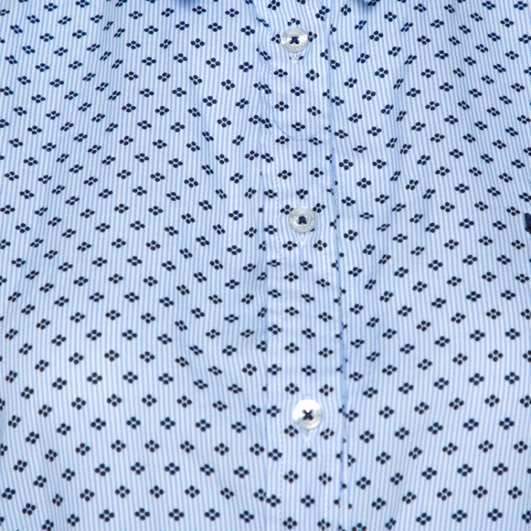 Pre Owned CH Carolina Herrera Blue Striped Four Dot Print Cotton Shirt M