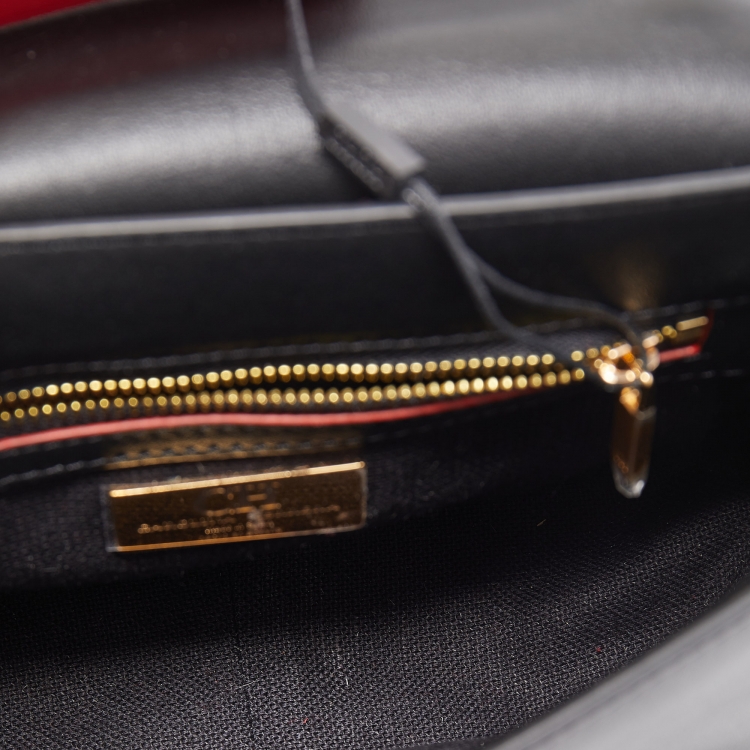 Pre Owned CH Carolina Herrera Black Leather Medium Initials Insignia Shoulder Bag