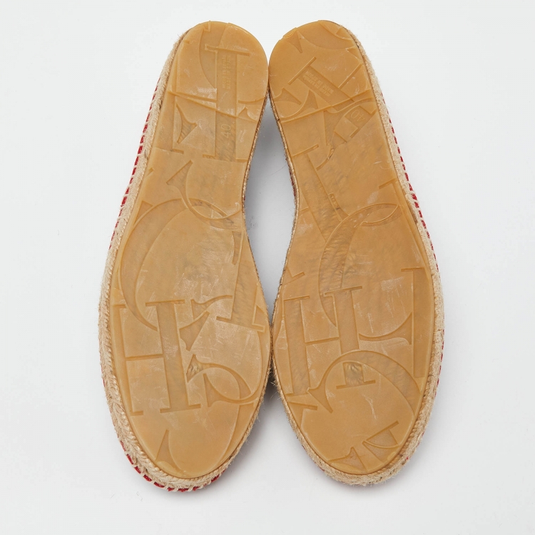 Pre Owned CH Carolina Herrera Multicolor Monogram Canvas Espadrille Flats Size 40