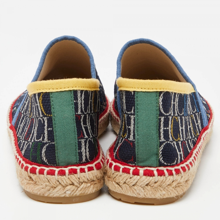 Pre Owned CH Carolina Herrera Multicolor Monogram Canvas Espadrille Flats Size 40