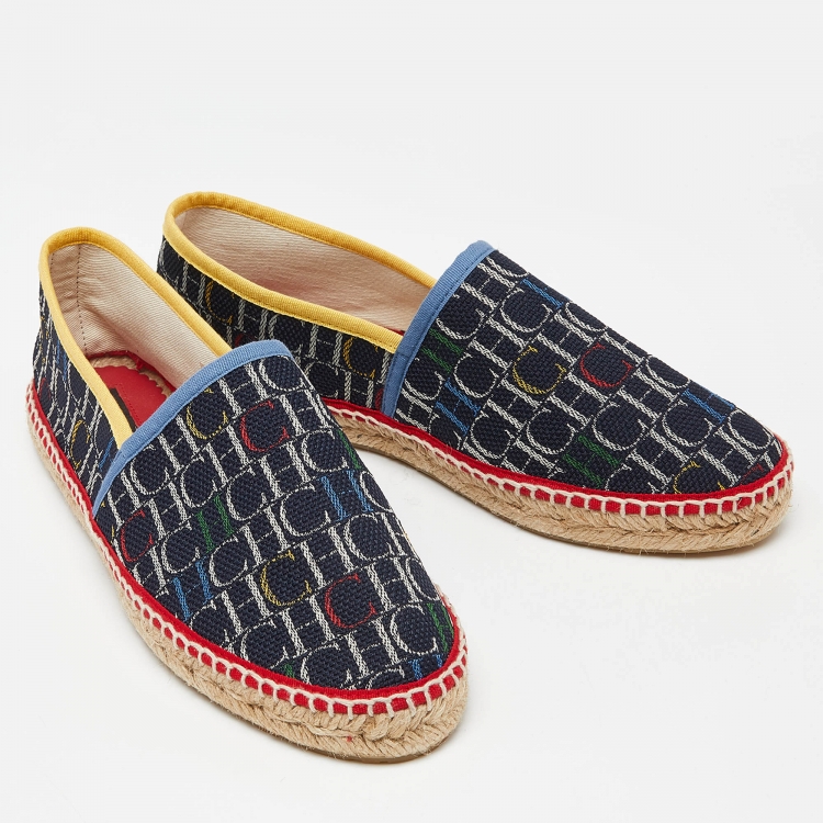 Pre Owned CH Carolina Herrera Multicolor Monogram Canvas Espadrille Flats Size 40