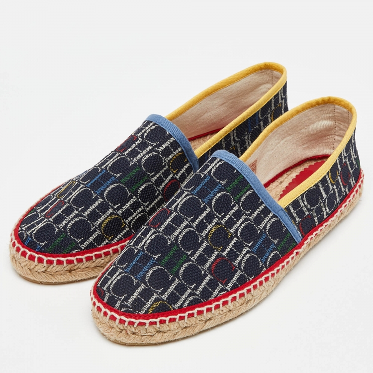 Pre Owned CH Carolina Herrera Multicolor Monogram Canvas Espadrille Flats Size 40