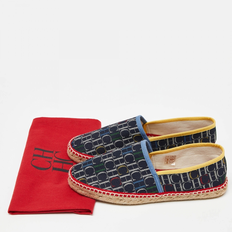 Pre Owned CH Carolina Herrera Multicolor Monogram Canvas Espadrille Flats Size 40