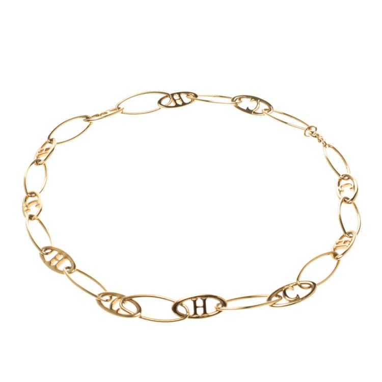 Pre Owned Carolina Herrera Gold Tone Chain Link Necklace