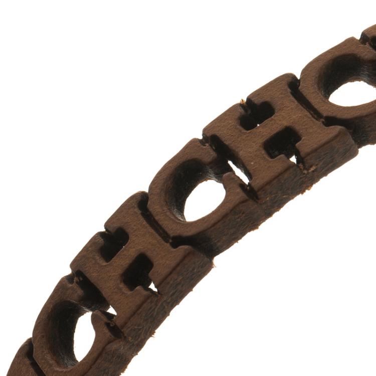 Pre Owned CH Carolina Herrera Logo Laser Cut Leather Bracelet