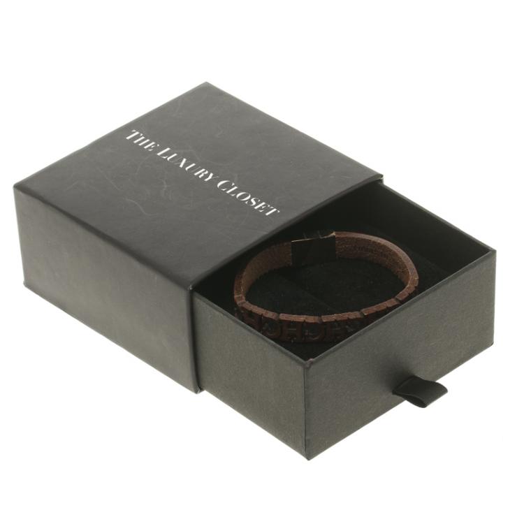Pre Owned CH Carolina Herrera Logo Laser Cut Leather Bracelet
