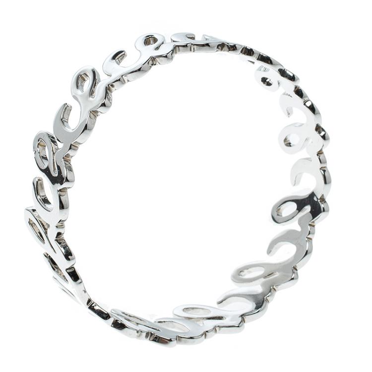 Pre Owned CH Carolina Herrera Silver Tone Bangle Bracelet
