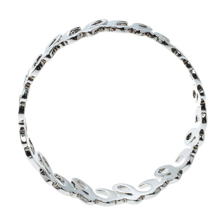 Pre Owned CH Carolina Herrera Silver Tone Bangle Bracelet