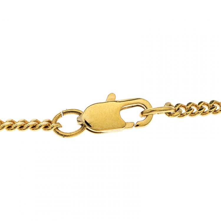مملوكة مسبقًا CH Carolina Herrera Faux Pearl Gold Tone Bow Ball Pendant Necklace