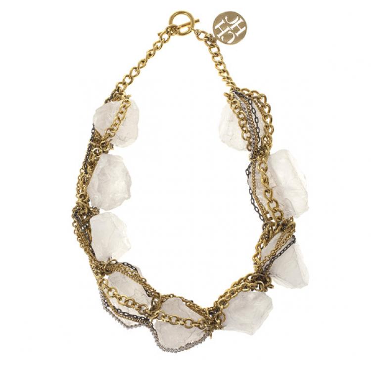 Pre Owned CH Carolina Herrera Chain & Rock Necklace