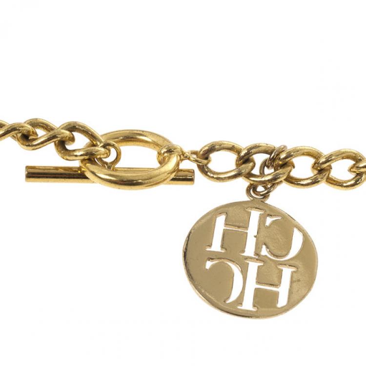 Pre Owned CH Carolina Herrera Chain & Rock Necklace