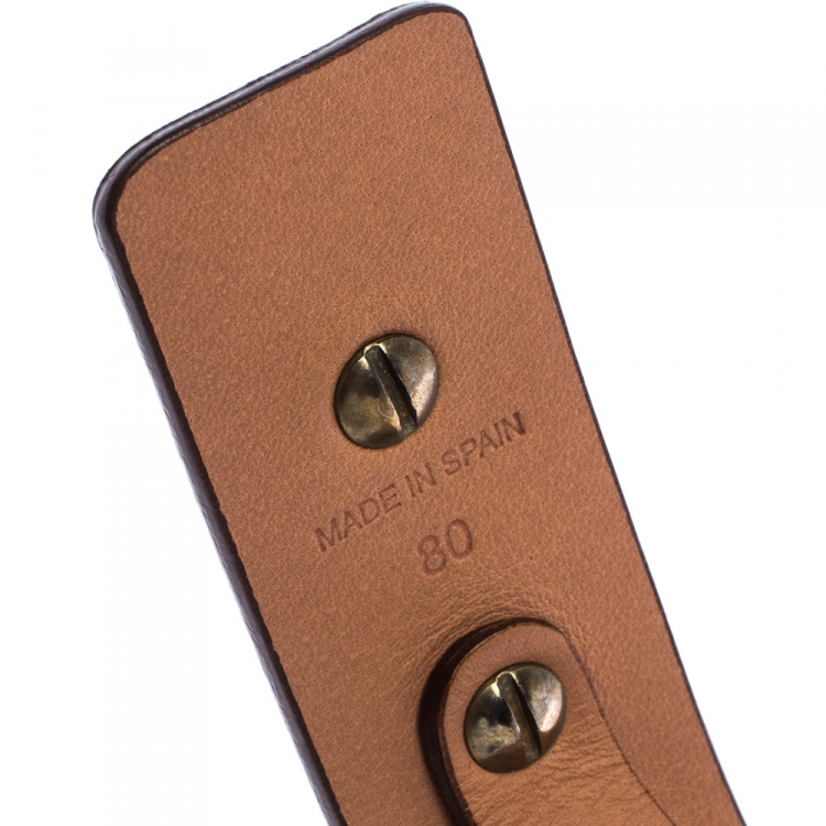 Pre Owned Carolina Herrera Brown Leather Bow Belt 80CM