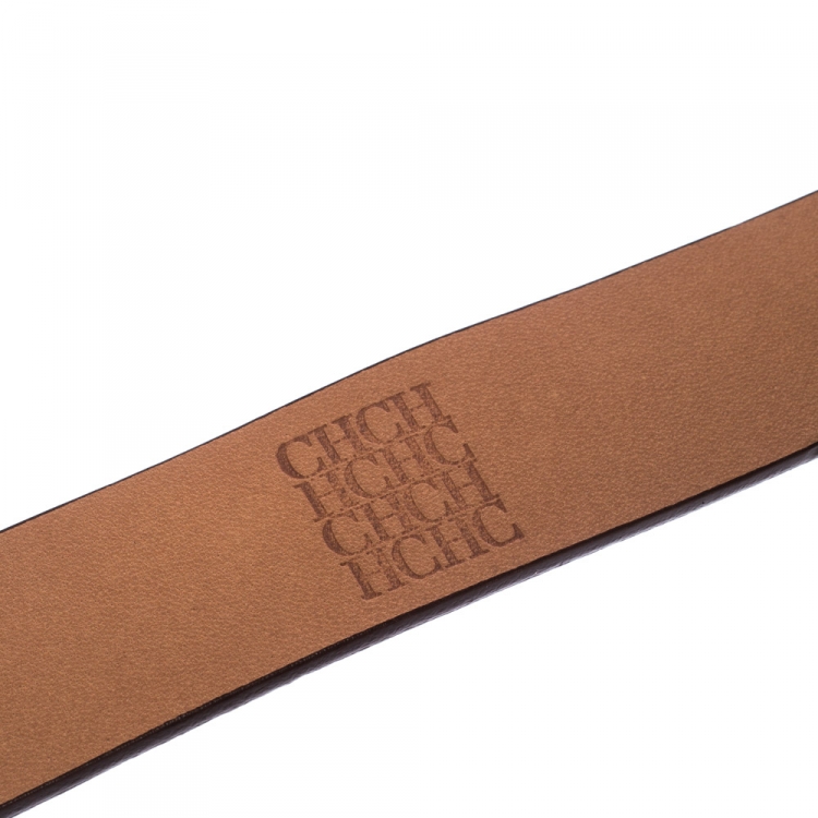 Pre Owned Carolina Herrera Brown Leather Bow Belt 80CM