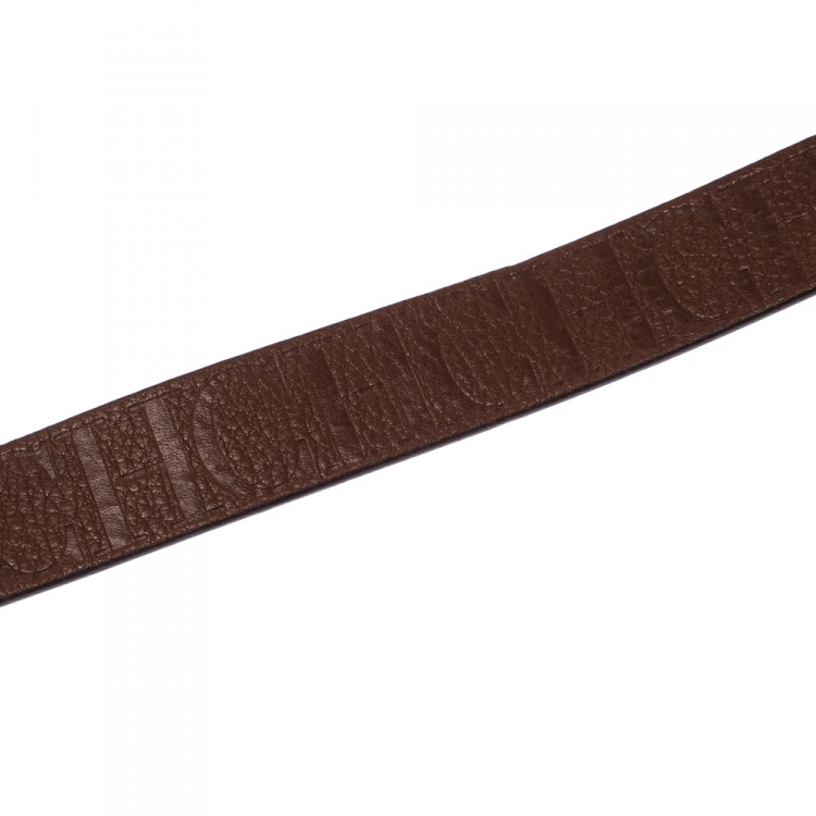 Pre Owned Carolina Herrera Brown Leather Bow Belt 80CM