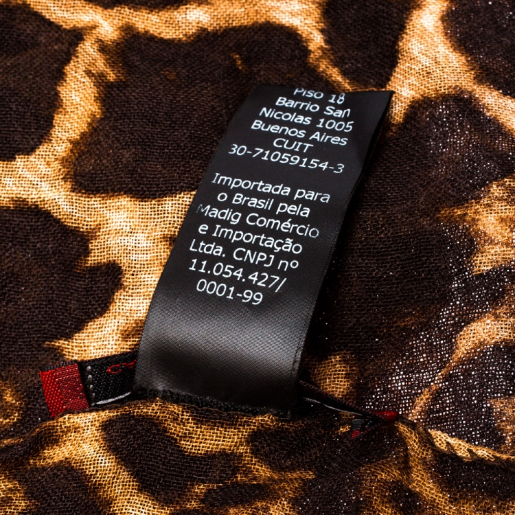 Pre Owned Carolina Herrera Brown Leopard Print Cashmere & Silk Blend Scarf