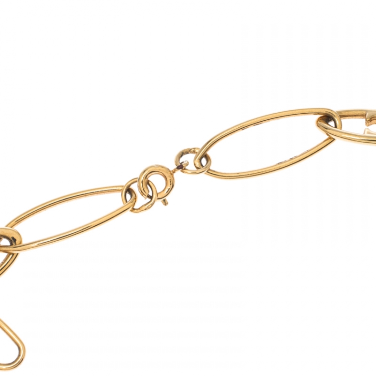 Pre Owned CH Carolina Herrera Gold Tone Chain Link Necklace