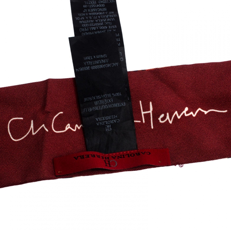 مملوكة مسبقًا CH Carolina Herrera Printed Hortensia Abch Silk Bandeau Scarf