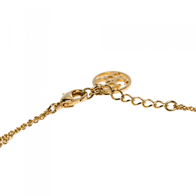 Pre Owned CH Carolina Herrera Multicolor Crystal Faux Pearl Gold Tone Layered Necklace