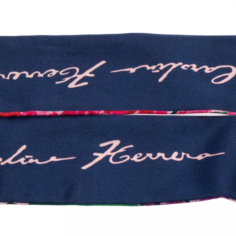 Pre Owned CH Carolina Herrera Floral ABCH Printed Silk Bandeau Scarf