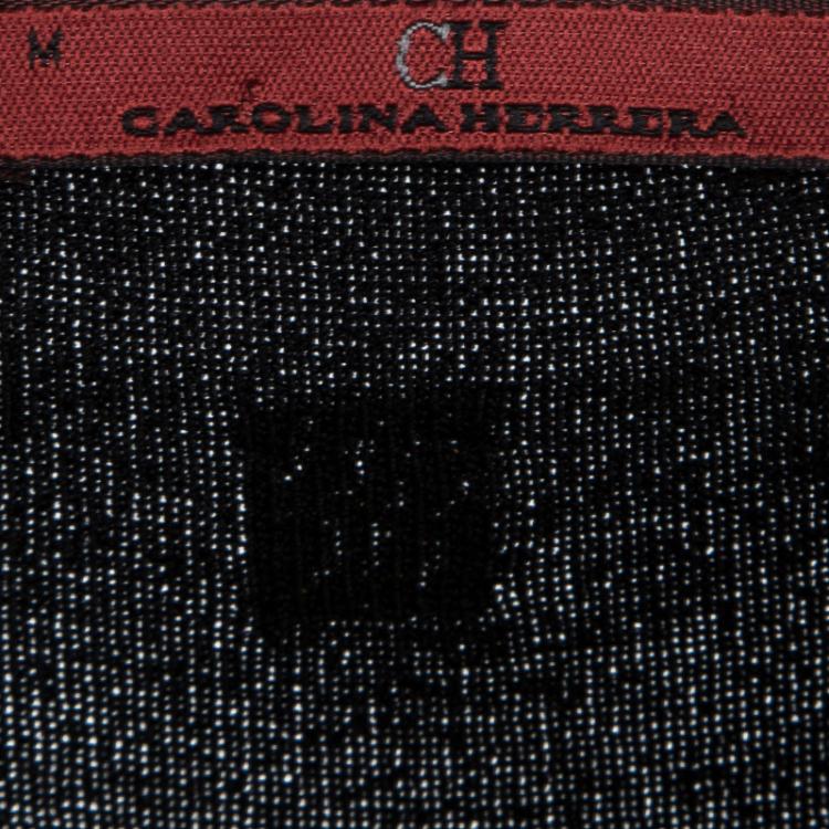 Pre Owned CH Carolina Herrera Black Knit Embellished Belt Detail Sleeveless Dress M