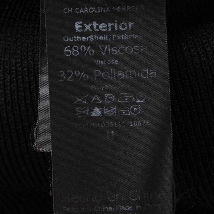 Pre Owned CH Carolina Herrera Black Knit Embellished Belt Detail Sleeveless Dress M