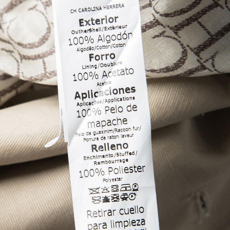 مملوكة مسبقًا CH Carolina Herrera Beige Raccoon Fur Detail Trench Coat M