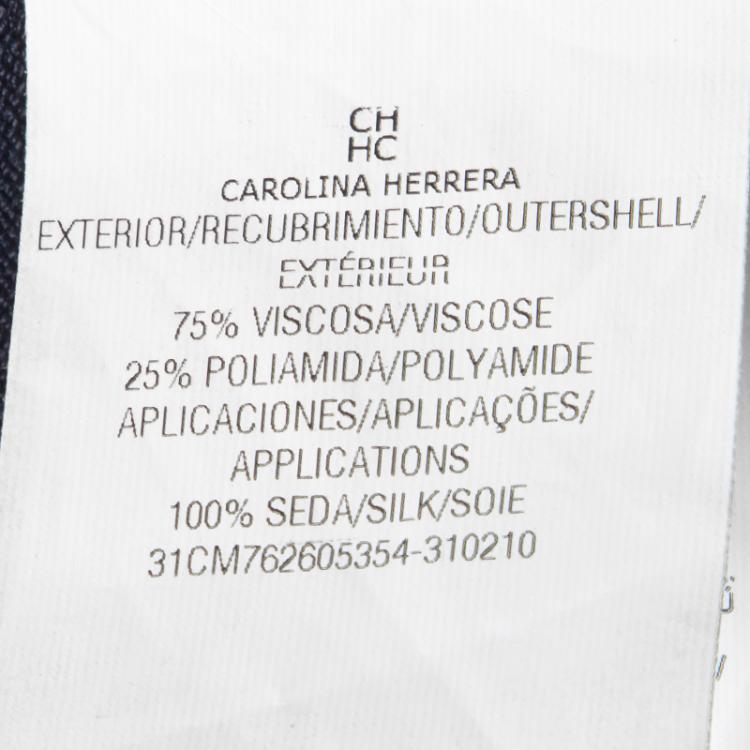Pre Owned CH Carolina Herrera Navy Blue Contrast Faux Scarf Detail Sleeveless Top L