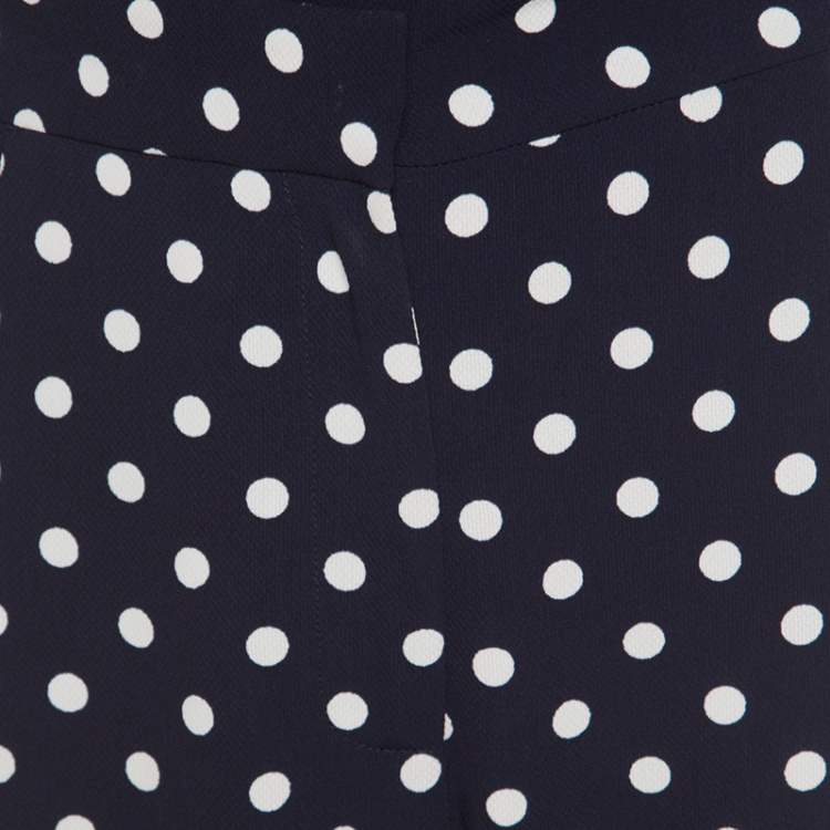 Pre Owned CH Carolina Herrera Navy Blue Polka Dotted Tapered High Waist Trousers M